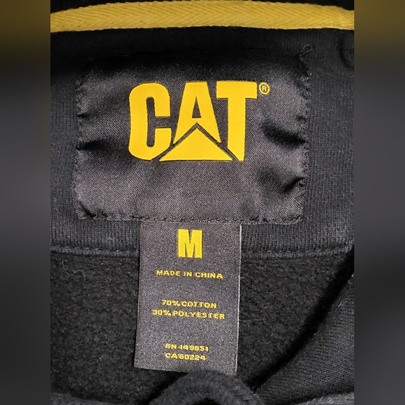 CAT Caterpillar Heavy Equipment Logo Hoodie Sweatshirt Pullover Black Silver Med - Picture 5 of 9
